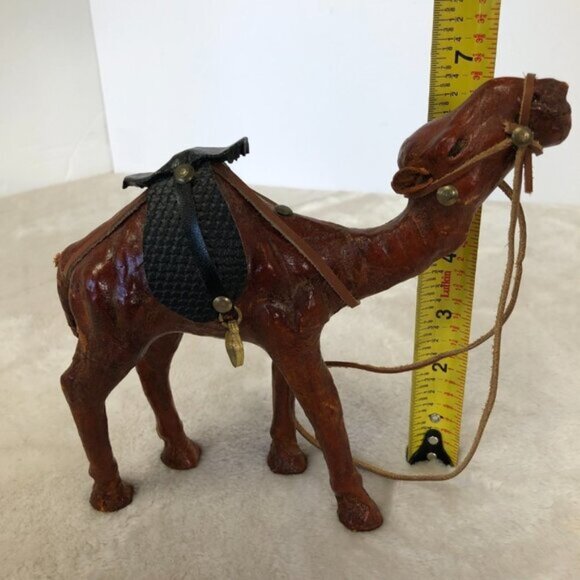 Vintage Handcrafted Leather Wrapped Camel Figurine - Picture 14 of 15